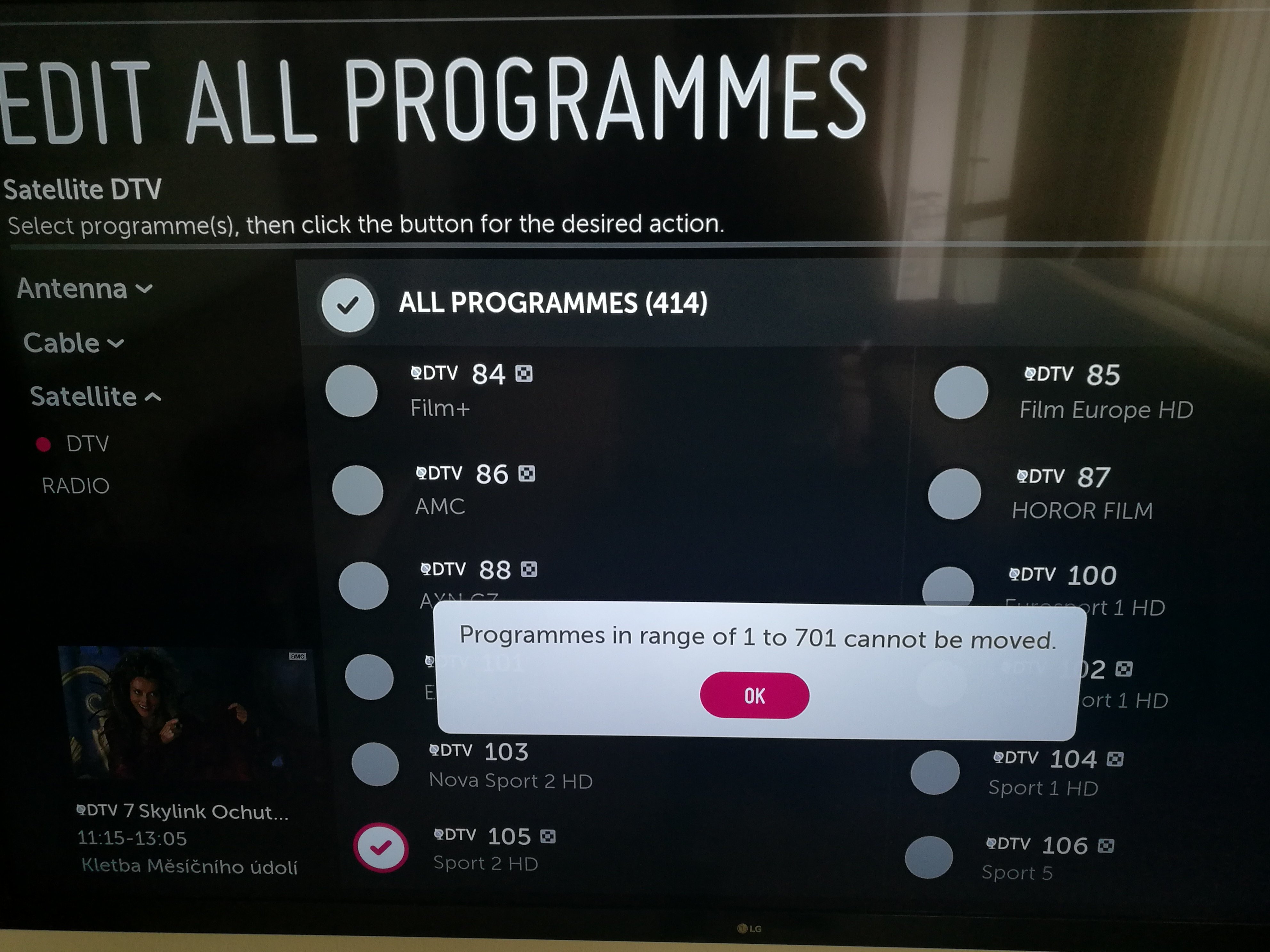 Edit broadcast TV channel lineup